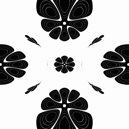 A black-and-white geometric pattern on a torus.