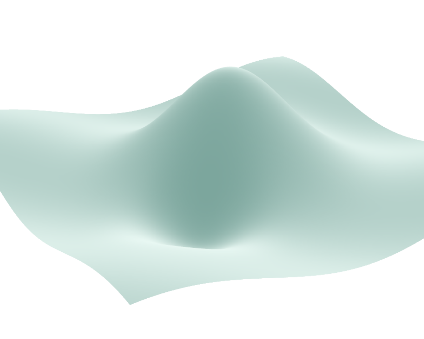Smooth ground-truth landscape with a central peak, oscillating surface structure and an off-centre depression